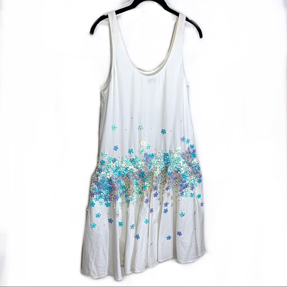 Suno Flower Sequin White Dress - Picture 6 of 8